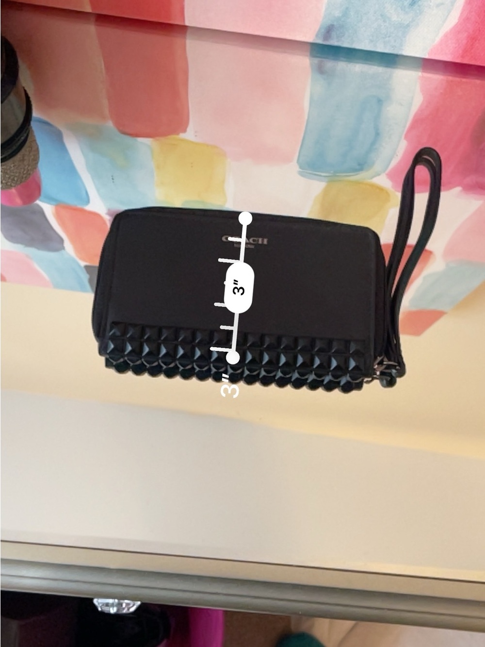 COACH Black Studded Zip Wristlet - Picture 7 of 8